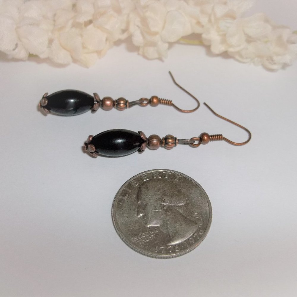 Copper & Black Boho Earring Set NWT Handmade 5823 - Picture 5 of 8